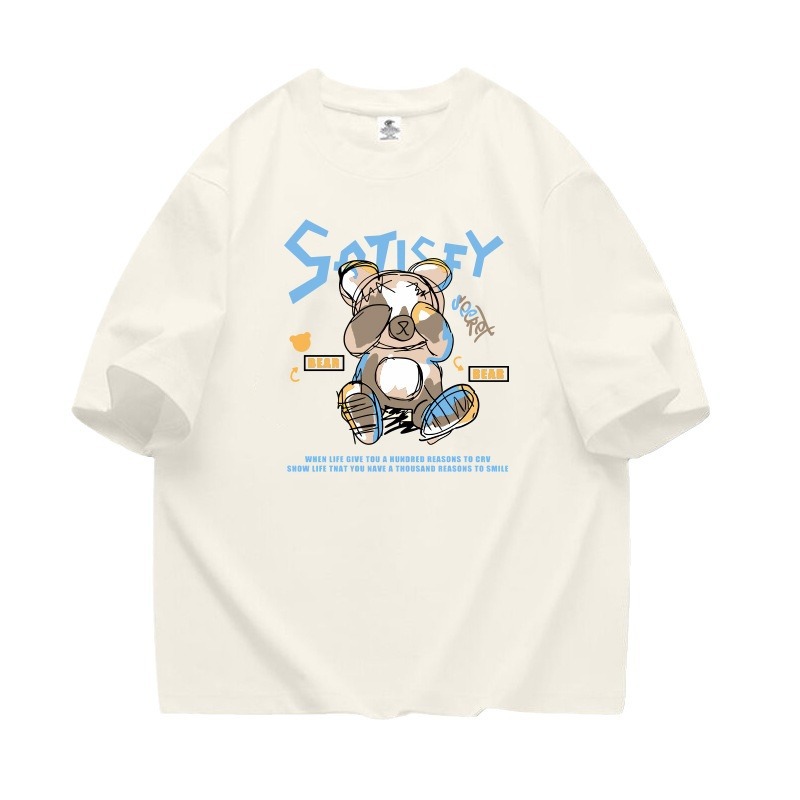 Couple style cartoon printed short sleeved men's T-shirt, summer new style, loose and trendy casual clothes for_voghion.com