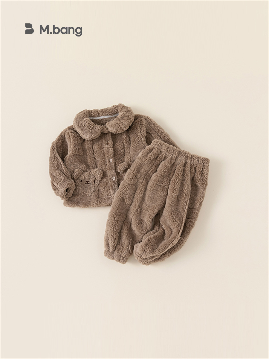 Youbao ropa para niños traje de servicio a domicilio para niños otoño e invierno bordado de dibujos animados traje de invierno cálido de dos piezas DT23022