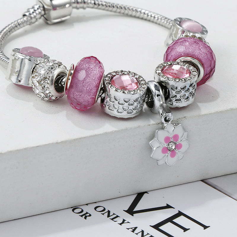 Retro Round Flower Alloy Copper Enamel Artificial Gemstones Womenu0027S Bracelets