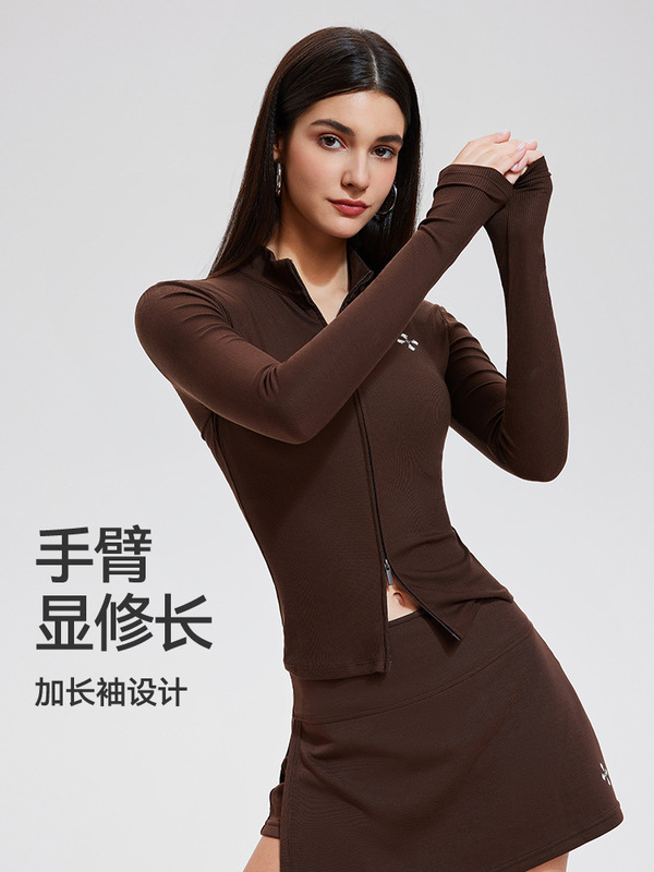 秋季新款透气凉感运动外套修身高级感辣妹休闲跑步双拉链健身上衣|undefined