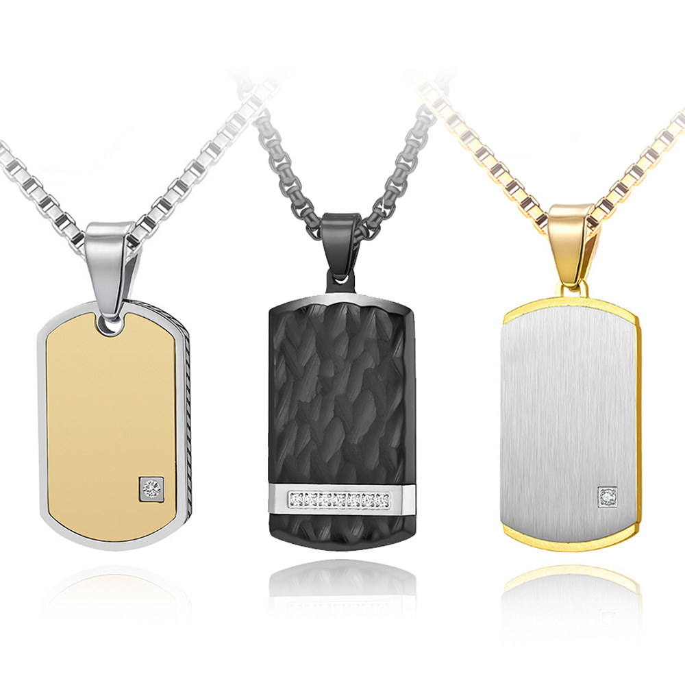 Geometric Pattern All Seasons Season Men's Gender Simple Style Geometric 304 Stainless Steel Plating Inlay Rhinestones Men's Pendant Necklace Men Pendant Necklaces