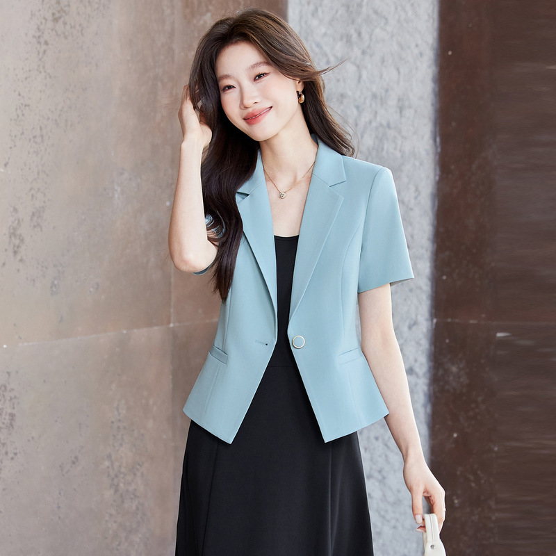Short-Sleeved Suit Jacket for Women, Korean Style 2026 Spring and Summer New Skirt Suit, Casual and Versatile Thin Suit Jacket