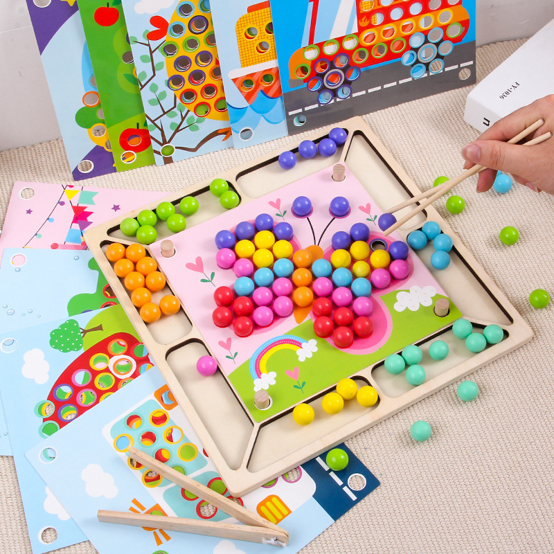 Cuentas de colores xiaoxiaole perlas de concentración entre padres e hijos de madera niños educación temprana juego de mesa niños y niñas juguetes educativos