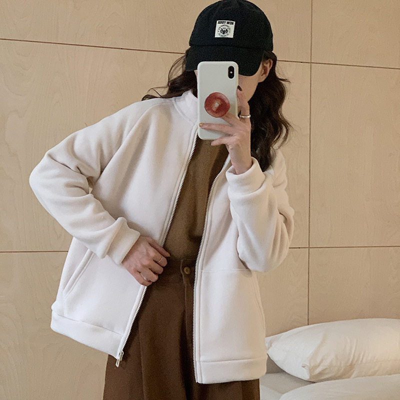 Demi-season fleece jacket with zipper
