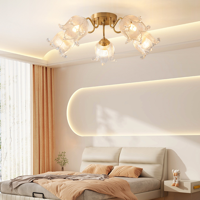 América de cobre ligero lujo sala de estar lámpara principal moderna simple atmósfera alta lámpara de comedor candelabro de estilo francés lámpara de habitación