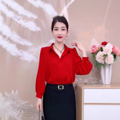 2532气质百搭女士衬衫休闲长袖T恤韩版宽松慵懒上衣