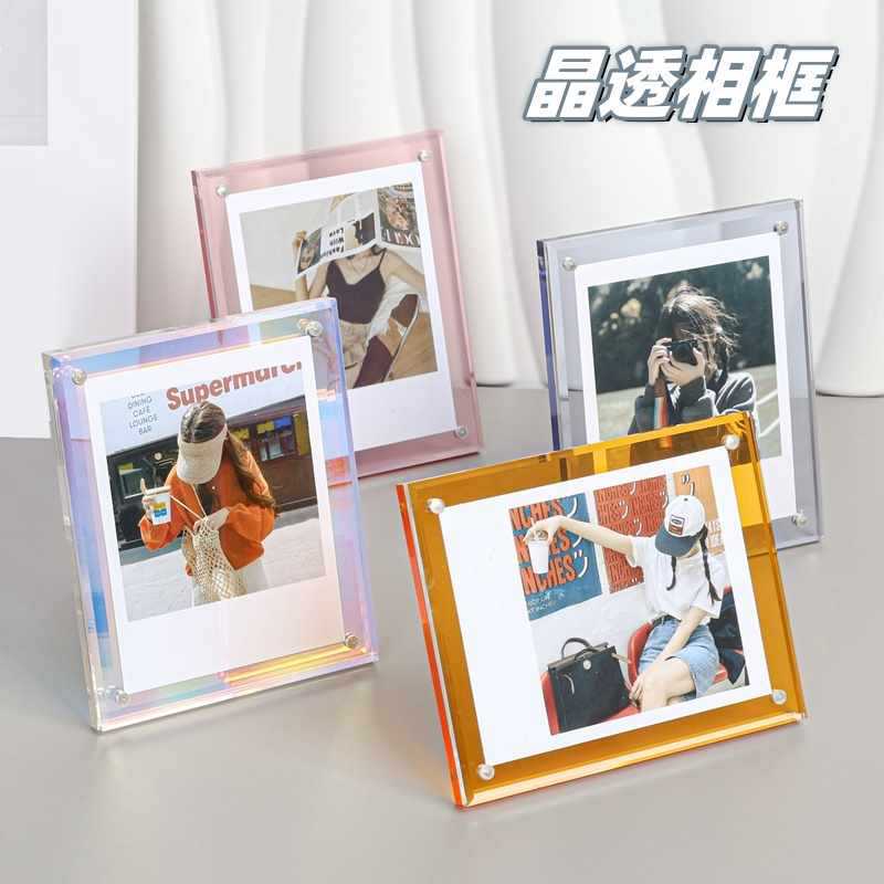 Acrylic Transparent Display Frame Polaroid Wide Wide400 Photo Frame Small Card Brick Table Transparent Sq