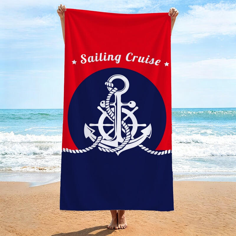 Anchor, Rudder, Navigation, Wind-Resistant Quick-Dry Beach Towel, Absorbent Bath Towel, Source Factory, Customizable Quick-Dry Swimming Bath Towel
