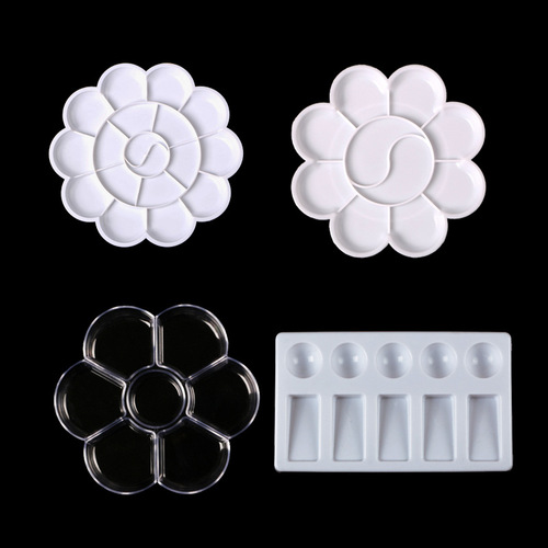 Boyixuan plum blossom-shaped transparent children's watercolor paint palette student Chinese painting art hand-painted plastic palette