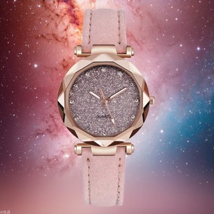 New Starry Sky Silver Pink Watch Women's Frosted Belt Quartz Watch Wholesale