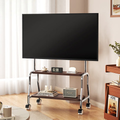 テレビスタンドモバイルフロアスタンドアートカート家庭用ホイール付きステンレス鋼テレビハンガー 32-75inch ユニバーサル