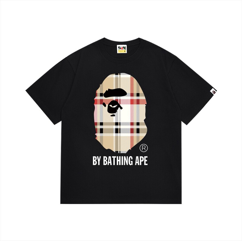 Cross-border BAPE front and back big ape head printed short-sleeved T-shirt sports casual men's and women's couples with short-sleeved ins
