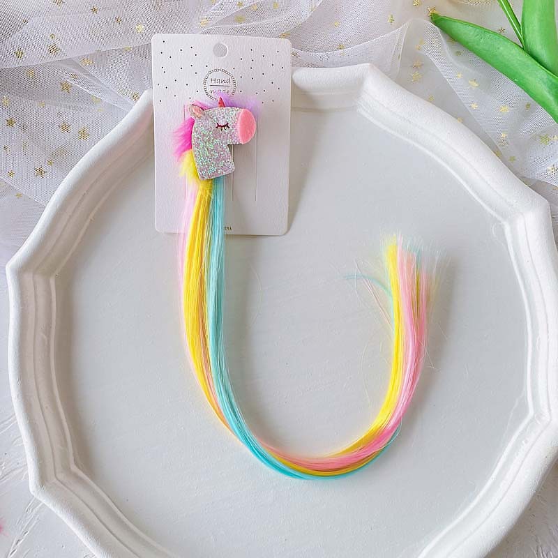 Cartoon Style Rainbow Unicorn Cloth Handmade Hair Clip 1 Piece display picture 4