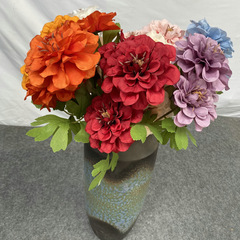 歐式軟裝婚禮堂裝飾芍藥假花 三叉單支絹布天竺牡丹 攝影花卉