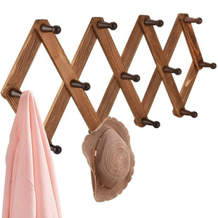 Wooden hanger wooden retractable wall Wall hanger coat rack foldable door bag clothes hook hanger