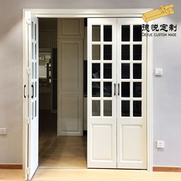 Manufacturers Can Order Partition Folding Doors, American Solid Wood Glass Sliding Doors, Kitchen Folding Double Doors