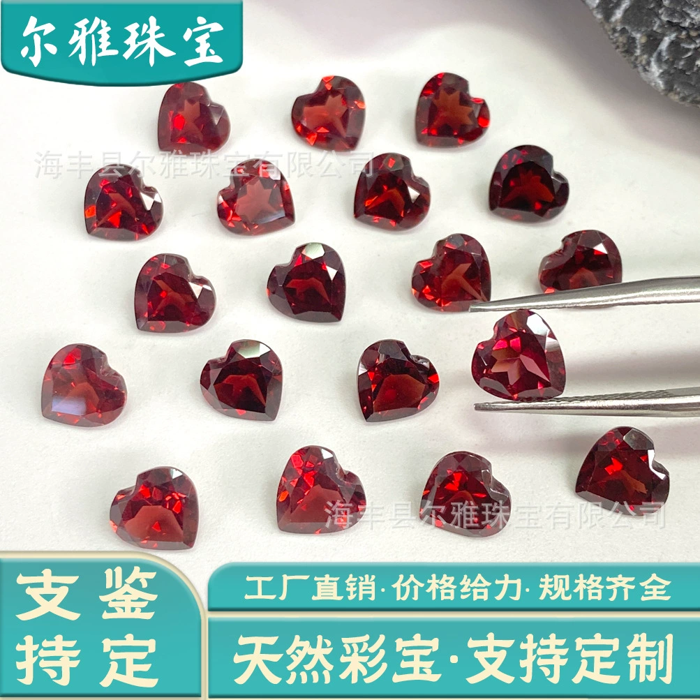Кольцо с натуральным гранатом в форме сердца, кристалл для инкрустации, кольцо-подвеска, серьги, аксессуар, драгоценный камень