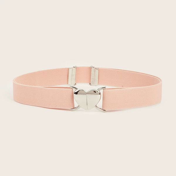 Lazy belt silver heart-shaped buckle (pink)