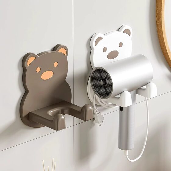 Hair Dryer Bracket Wall Hanging Hair Dryer Storage Rack Punch-Free Toilet Hair Dryer Hanging Rack Bathroom Drill Storage
