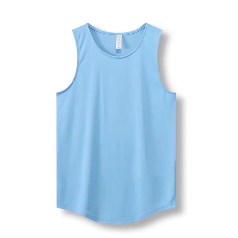 Summer ice silk vest men's loose thin sports waistcoat fitness hurdle running plus size basketball lightweight sleeveless T-shirt