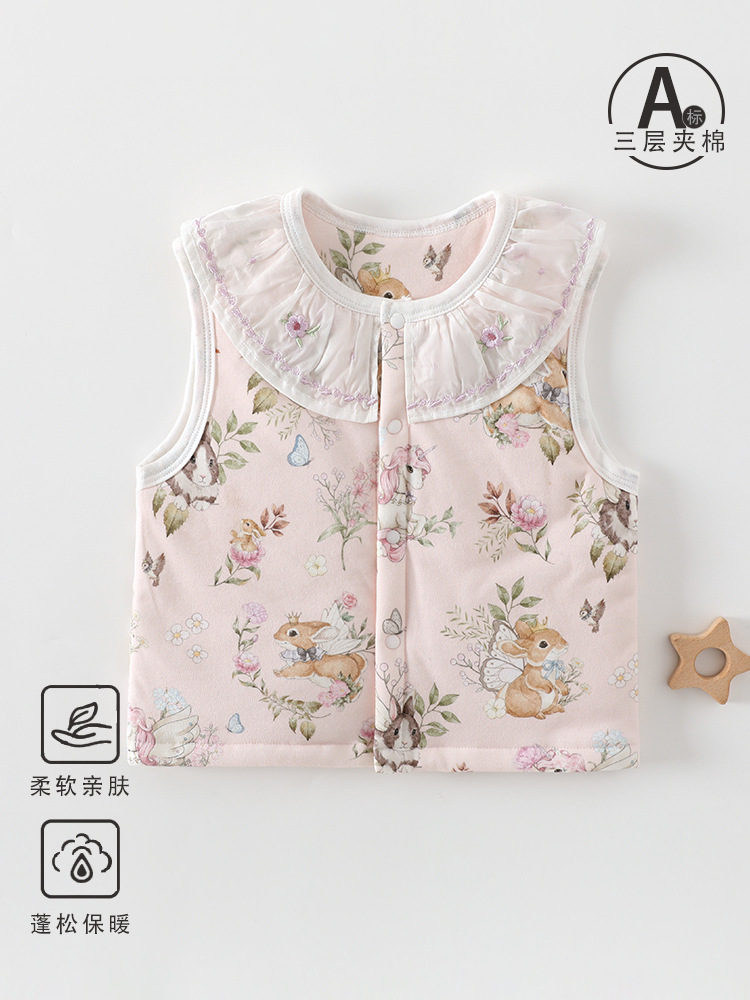 Soft fleece floral pattern 60g thin cotton vest
