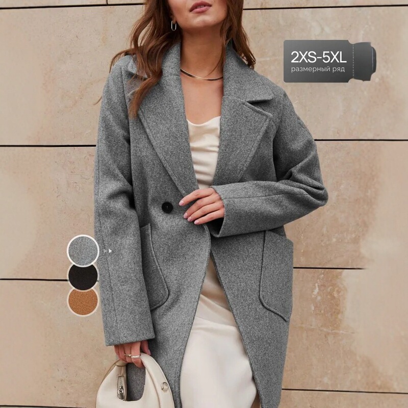 2025 Autumn and Winter European and American Amazon Ozon Cross-Border New Woolen Coat Women's Mid-Length Woolen Coat 2025 Autumn and Winter European and American Amazon Ozon Cross-Border New Woolen Coat Women's Mid-Length Woolen Coat