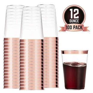 12oz Disposable Water Cup Rose Gold Plastic Cup Aviation Cup Beverage Cup Beer Cup Phnom Penh Cross-border Water Cup