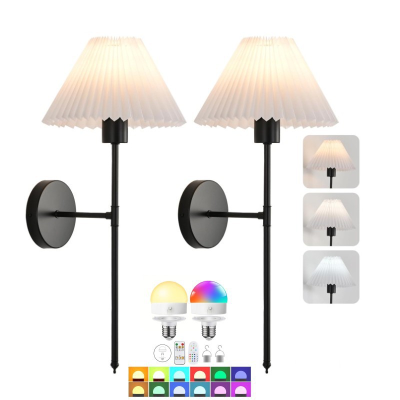 Luz de pared sin cableado transfronteriza americana dormitorio cabecera de cama luz de atmósfera decoración de sala de estar cubierta de lienzo recargable lámpara de pared atenuable