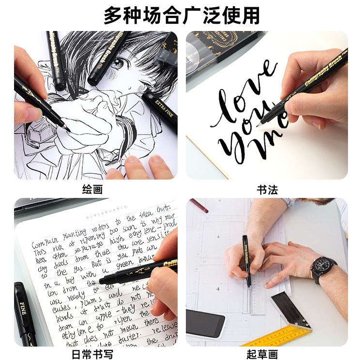 Pintura Dele 207 Pluma Xiuli Pluma de caligrafía de pelo suave en letras grandes, medianas y pequeñas Pluma de práctica de caligrafía Registro transfronterizo Copia de escrituras Pluma hermosa a base de agua