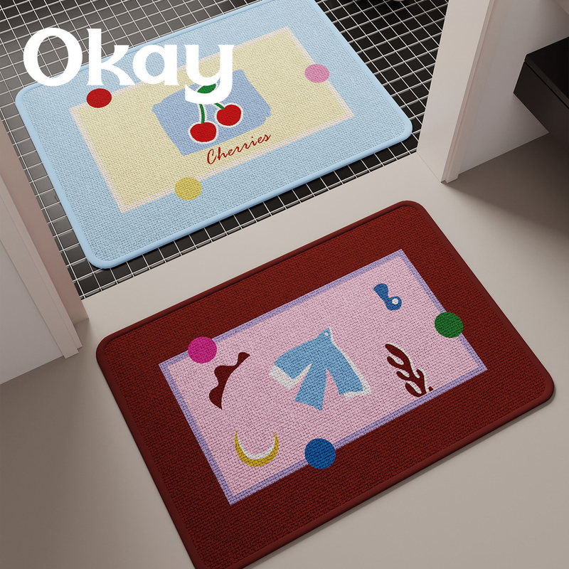 Candy Message Bathroom Korean-style Simple Absorbent Floor Mat Toilet Door Mat Bathroom Door Mat Quick-dry Non-slip Mat