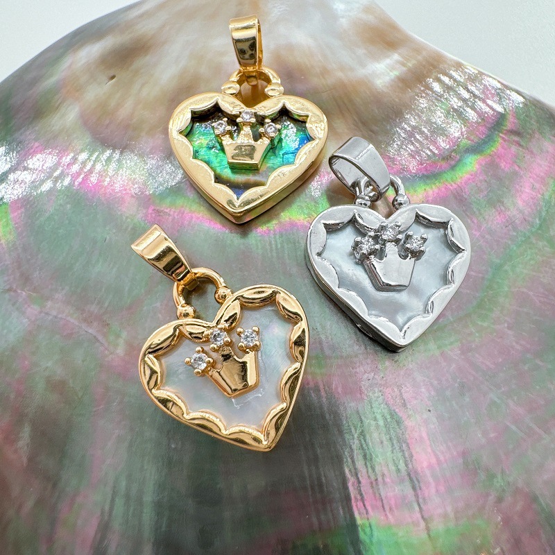 5g Weight Pendant Jewelry Making Type 15mm Jewelry Making Size Shell Inlay Material DIY Jewelry Accessories Classification 1 Piece Quantity Copper Material Heart Shape, Crown, Wings Pattern Plating, Inlay Design Classic Style Style 1 Piece 15mm Copper Shell Heart Shape Crown Wings Pendant 4