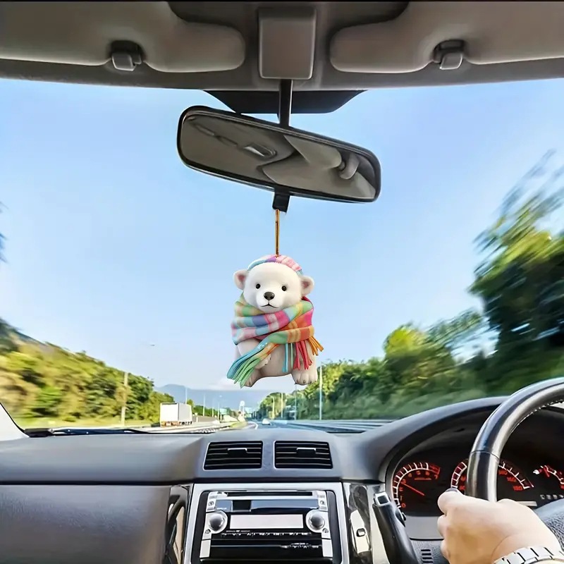 Nuevos productos transfronterizos adorables oso polar montado en automóviles colgantes acrílicos colgantes planos de automóviles decoración de regalos de fiesta de vacaciones