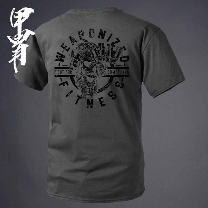 Summer New Military Wind Sunset Afterglow Round Neck Short Sleeve T-shirt Tough Guy Clothing