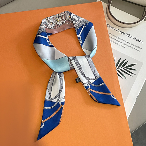 European and American fashion chain retro small silk scarf women's hairband decorative scarf thin long strip streamer spring and autumn small scarf