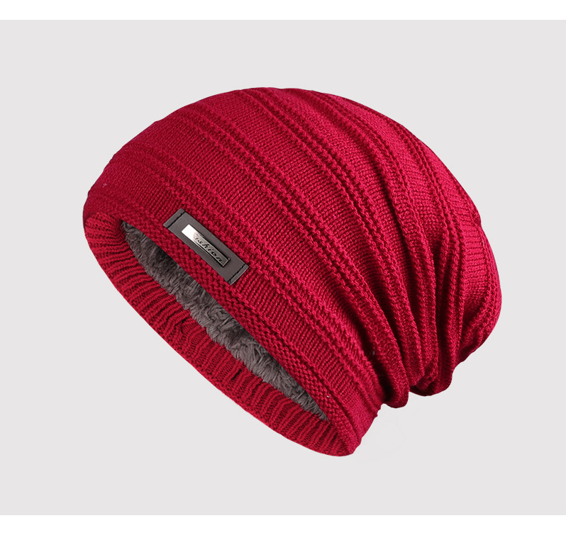 Cappello da uomo in maglia unisex, cappello alla moda con etichetta in ferro, cappello di lana, caldo e antivento, pullover_voghion.com