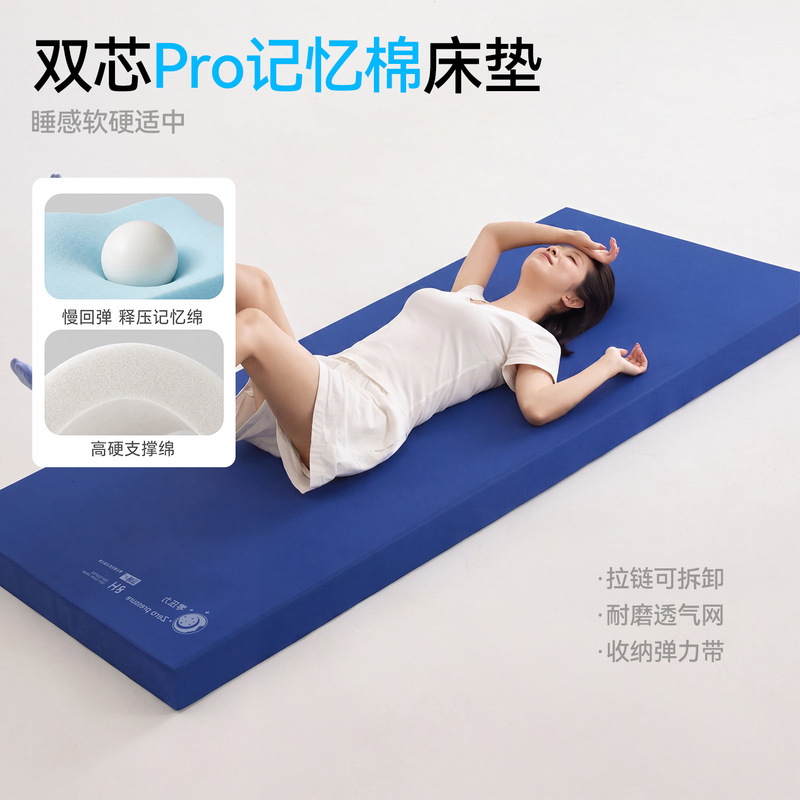 Zero-Pressure Memory Foam Mattress for Home Bedroom, Student Dormitory, Sponge Soft Pad, Single Bed Mattress, Removable for Rental Use