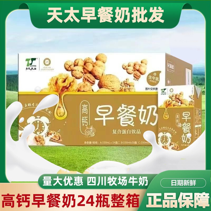 Tiantai Dairy High Calcium Walnut Breakfast Milk 250ml Pack Festival Gift Drinks 24 Boxes Wholesale