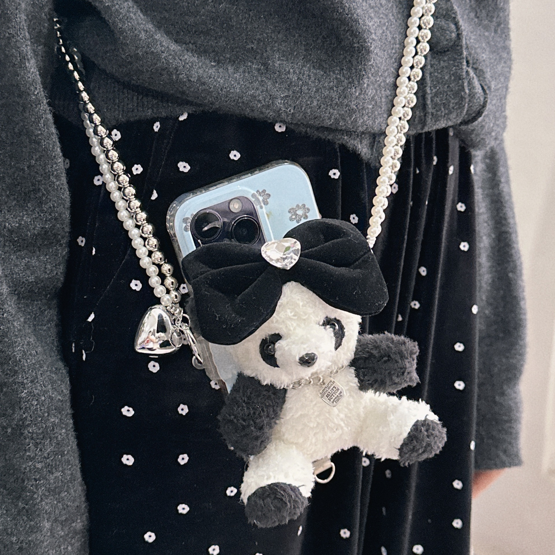 팬더 문자 명판 휴대폰 뒷면 클립 스타일