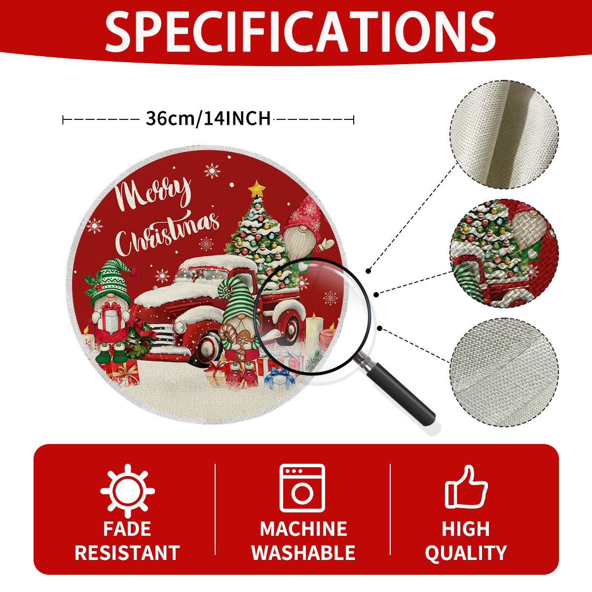 Set de table rond de noël en lin résistant à la chaleur_voghion.com