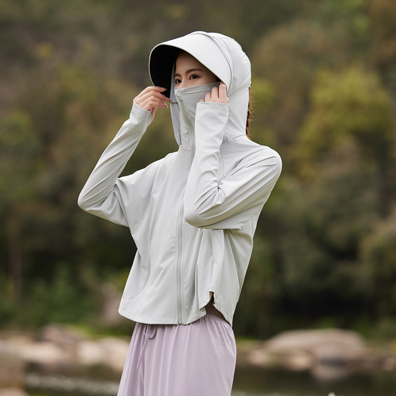 Ice silk sunscreen shawl female spring and summer UV protection brim detachable sunscreen