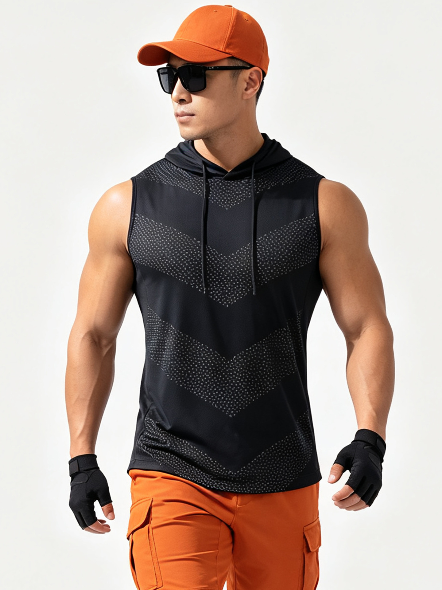 Chaleco deportivo para hombre, chaleco de entrenamiento absorbente de sudor de secado rápido, camiseta sin mangas con capucha de talla grande, camiseta para correr maratón