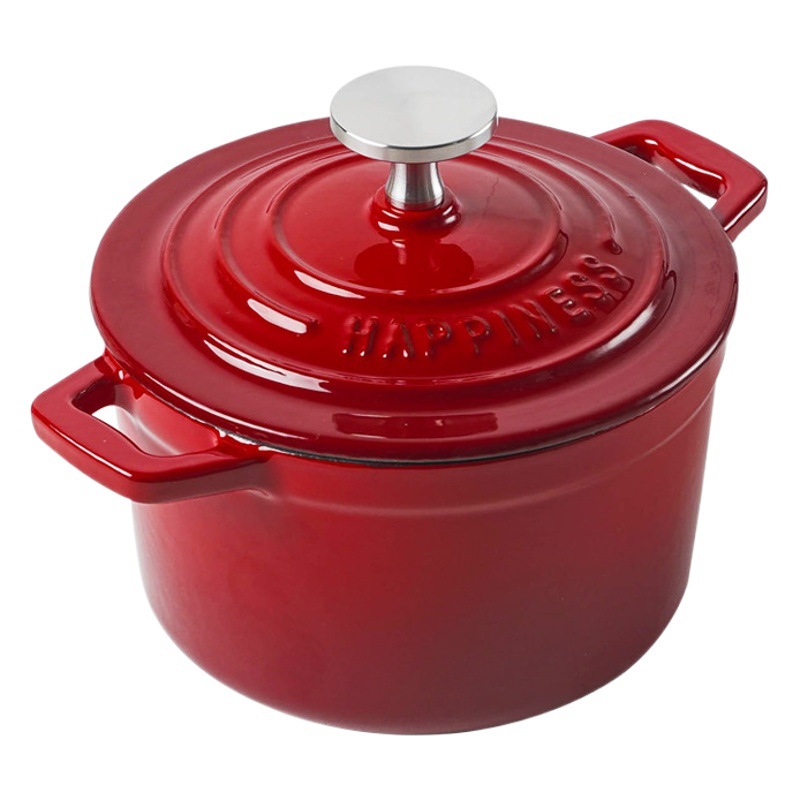 Pequeña Felicidad olla de hierro fundido olla de esmalte olla de sopa doméstica olla antiadherente mini olla de estofado olla de leche pequeña olla de sopa olla de estofado