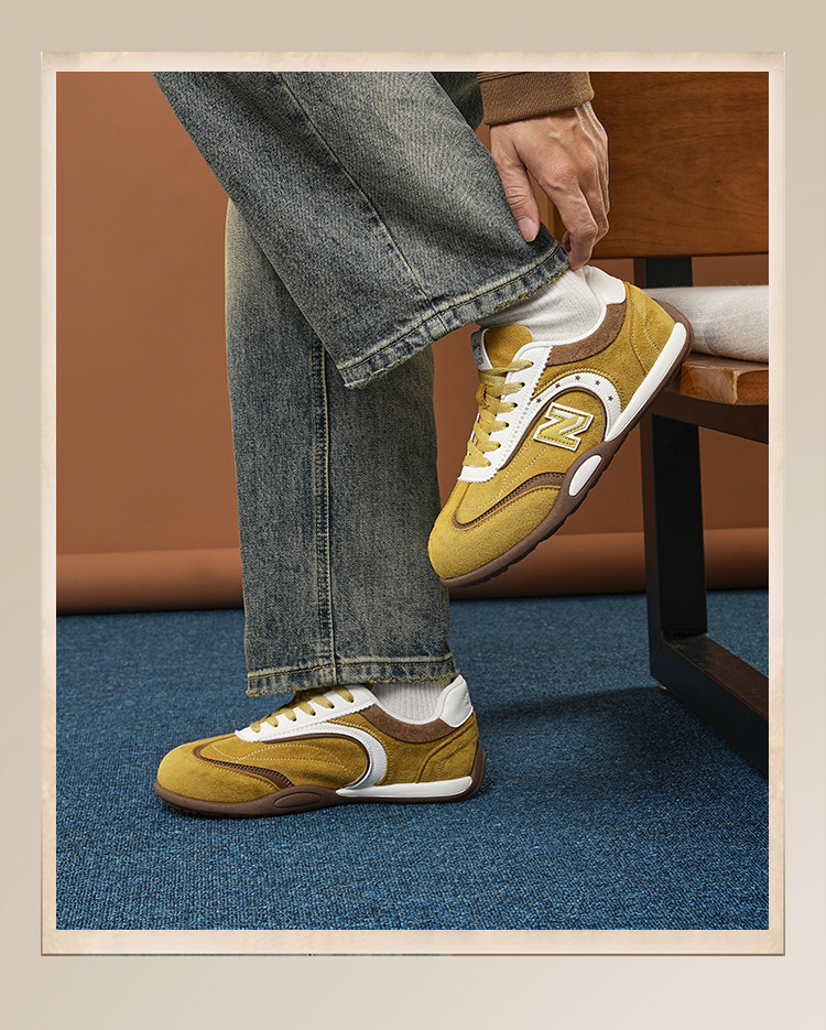 Giày sneaker nữ chạy bộ mesh thoáng đế bệt phong cách cổ điển — 298 Nâu Caramel chi tiết 10