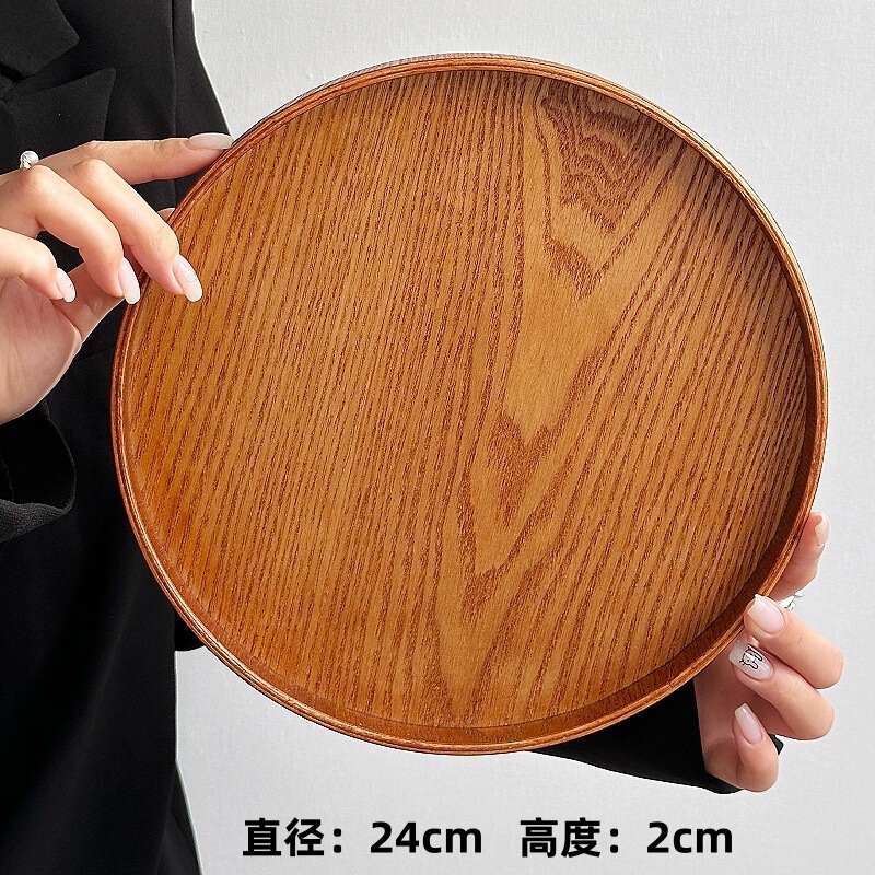 家庭用菓子茶皿皿カフェ円形菓子皿茶皿インスタ风レトロケーキ木制トレー|undefined