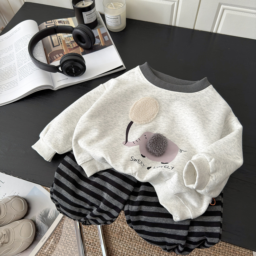 2026 Spring New Children's Long Sleeve Sweatshirt Korean Style Casual Pants Children's Set