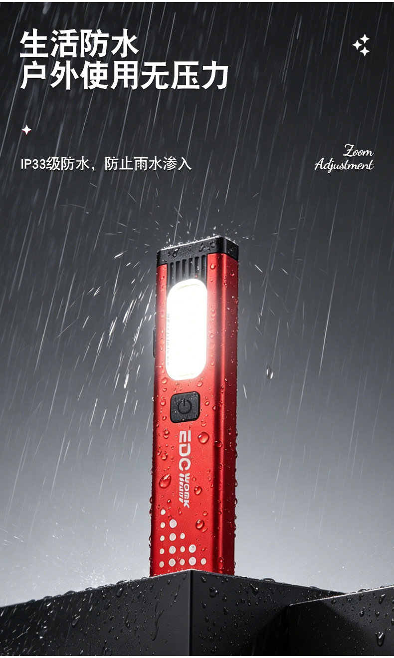 Cross-Border Ultra-Portable Cob High-Brightness Flashlight Outdoor Lighting Pen Clip Flat Light Magnetic High-Brightness Edc Work Light Ultra-Thin