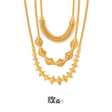 新中式环形弹簧项链铜材质美拉德配饰个性气质锁骨链百搭复古饰品