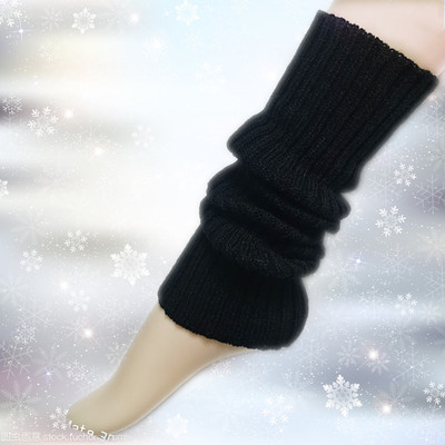 时尚小腿套辣妹竖条纹日系jk袜女堆堆袜套毛线针织白色黑色护腿袜