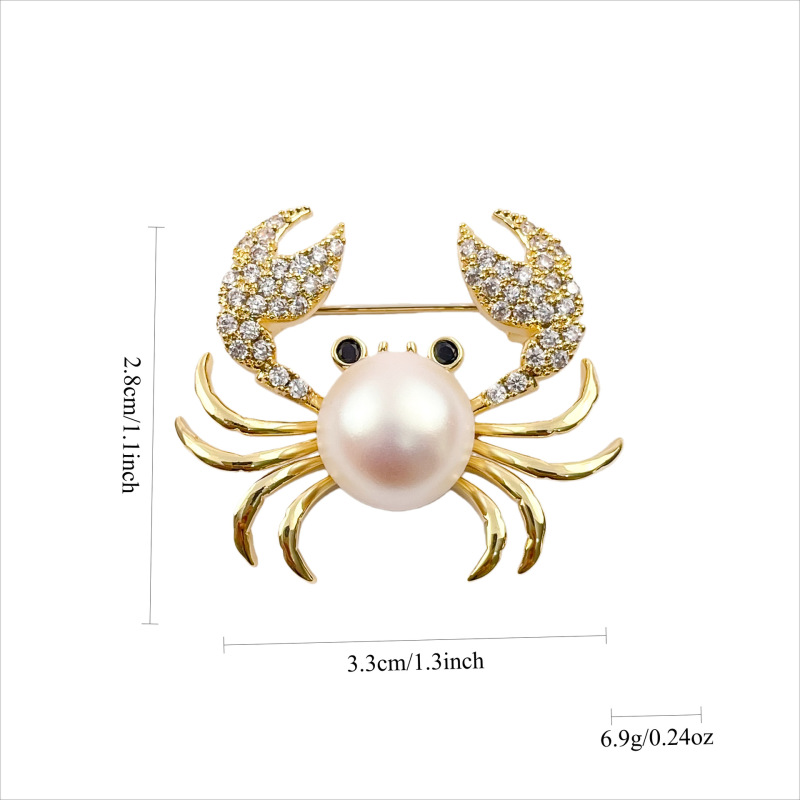 New Fashionable Imitation Pearl Crab Brooch with Unique Design, Versatile Micro-Inlaid Zircon Brooch, High-End and Elegant Clothing Accessory New Fashionable Imitation Pearl Crab Brooch with Unique Design, Versatile Micro-Inlaid Zircon Brooch, High-End and Elegant Clothing Accessory