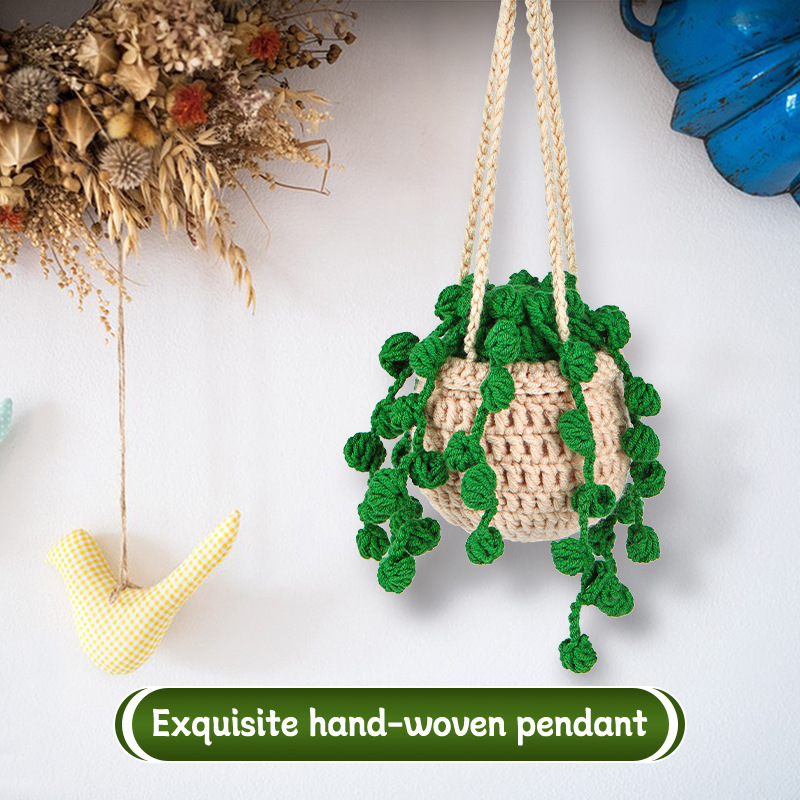 跨境热卖大绿豆豆吊篮钩针材料包装饰DIY手工摆件